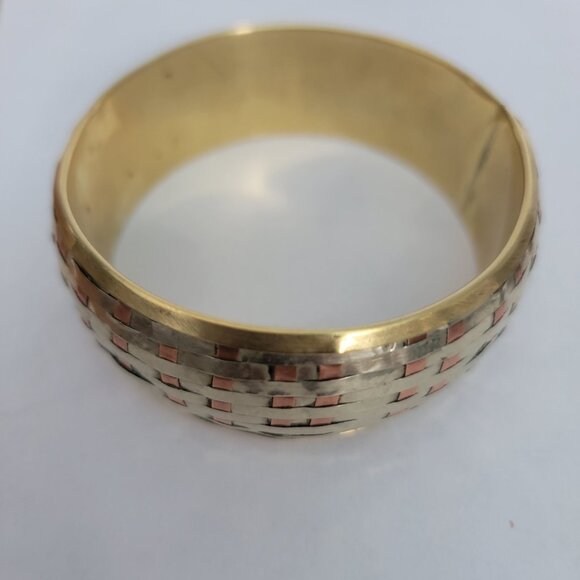 Vintage Mixed Metal Weave Bangle Bracelet - Picture 5 of 7